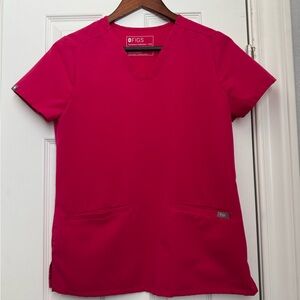 Figs Casma Three-pocket Scrub Top, Berry XXS